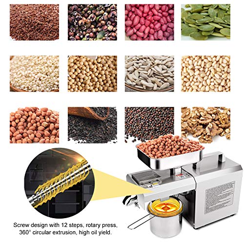 Home Commercial Peanut Oil Press Machine Automatic Oil Extractor Rapeseed Presser Organic Pumpkin Expeller for Castor Coconut Olive Canola Avocado Sunflower