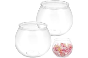 Happyyami 2pcs Round Aquarium Tank Desktop Fish Tank Goldfish Aquarium Tank Bowl Terrarium Round Fish Bowl Unbreakable Vases Bowls for Home Decor