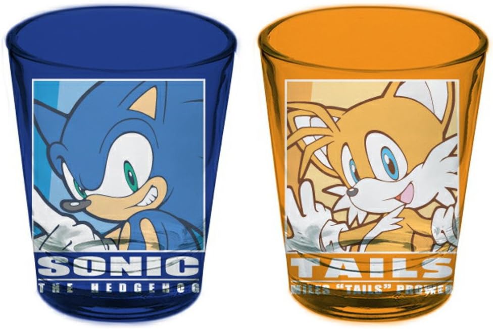 Sonic the Hedgehog and Tails Two Shot Glass Glasses Set