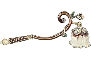 HOMSFOU Candle Snuffer Extinguisher with Long Handle, Metal Decorative Candle Tool for Safely Extinguishing Wick Flame Painted Flower Vintage Rhinestone Wiccan Pagan Spiritual