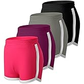 4 Pieces Girls Active Shorts Youth Athletic Shorts High Waist Quick Dry Soccer Shorts for Toddler