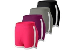 PHEDREW 4 Pieces Girls Active Shorts Youth Athletic Shorts High Waist Quick Dry Soccer Shorts for Toddler