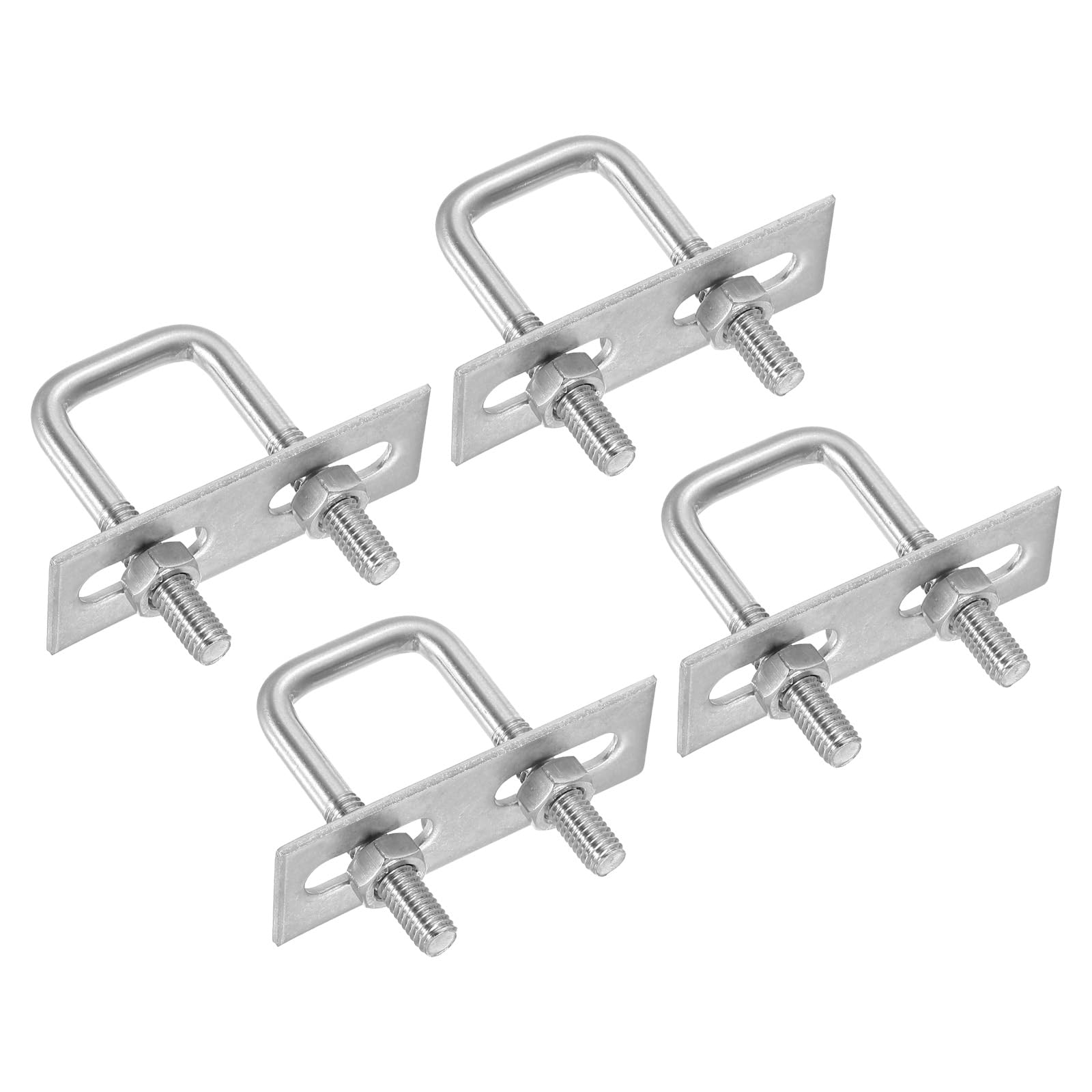 PATIKIL M8x25x50mm Square U-Bolts Kit, 4Set 304 Stainless Steel Square U Shaped Bolts Replacement Parts with Frame Plates and Nuts for Ski Board Sailboat Trailer