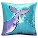Basumee Sequin Pillow with Insert, 16x16 in Magic Reversible Sequins Cushion for Home Décor (Aqua and Light Purple)