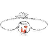 YAFEINI Fox Bracelet 925 Sterling Silver Fox Jewelry Bracelet Cute Fox Gifts For Women