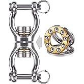 Dolibest SUS304 Silent Bearing Swing Swivel, Tire Swing Swivel with 2 Removeable Buckle for Web Tree Swing, Aerial Dance, Swing Yoga Swing Sets, 770LB Capacity