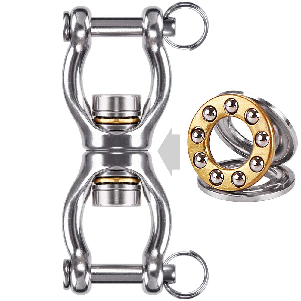Dolibest Swing Swivel with Bearing, Swing Spinner 360 Rotating Hammock Chair Eye Hook Stainless Steel Yoga Rope/Aerial Hoop/Punching Bag Hanging Kit, Gourd-shaped Open Loop