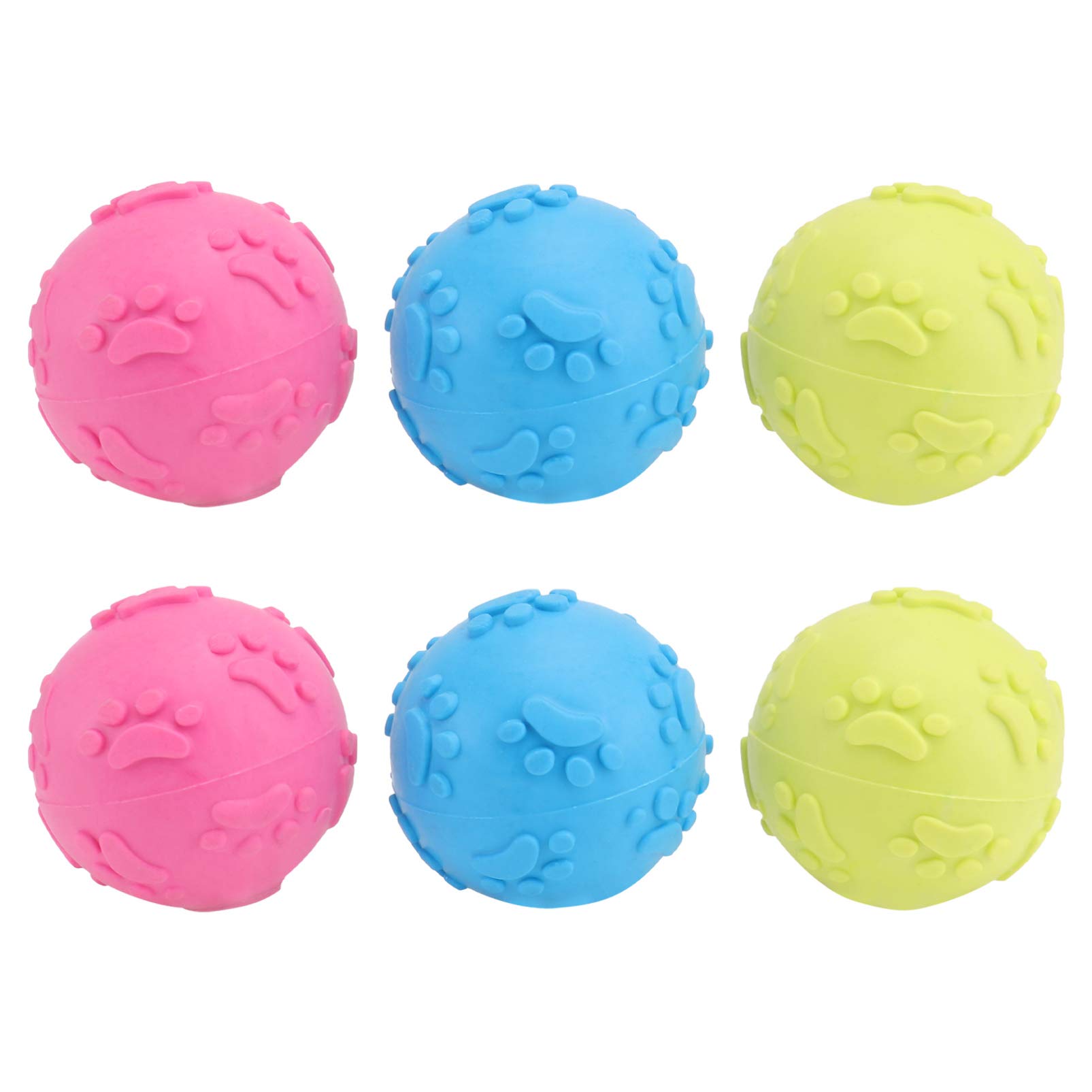 Balacoo Puppy Dog Chew Ball Toys Durable Rubber Teeth Cleaning Squeaky Balls Toy Set for Small Medium Dogs 6Pcs Random Color