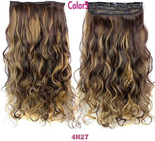 Wigs 16Clors 24Inches Long Wavy Synthetic Hair Extensions 5Clips In High Temperature Fiber Black Blond Hairpiece #5 24inches