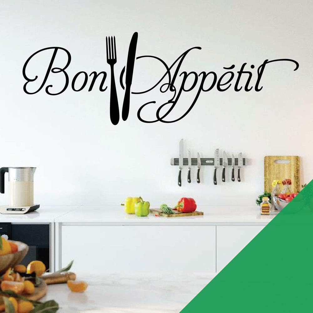 Bon Appetit - Fork, Knife, Cutlery, Kitchen, Restaurant Wall Quote, Wall Sticker [Cactus]
