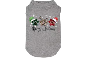 WEOKWOCK Dog Merry Christmas Costumes Dog Merry Shirts Funny Graphic Print Vest for Small Large Dog Gift for Puppy Christmas(Grey21,XX-Large)