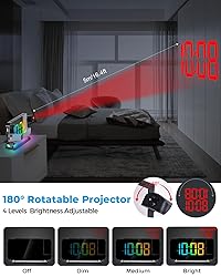 SZELAM Projection Alarm Clock, 7.4 in Digital