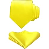 Ties for Men Formal Ties with Pocket Square Set Classic Solid Color Mens Tie Handkerchiefs Satin Silk Neckties in Box