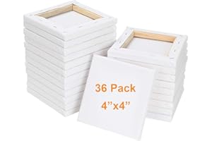 CertBuy 36 Pack Mini Canvas Panels 4" x 4", 100% Small Cotton Stretched Canvas Boards for Painting Craft Drawing Small Acrylics Canvas
