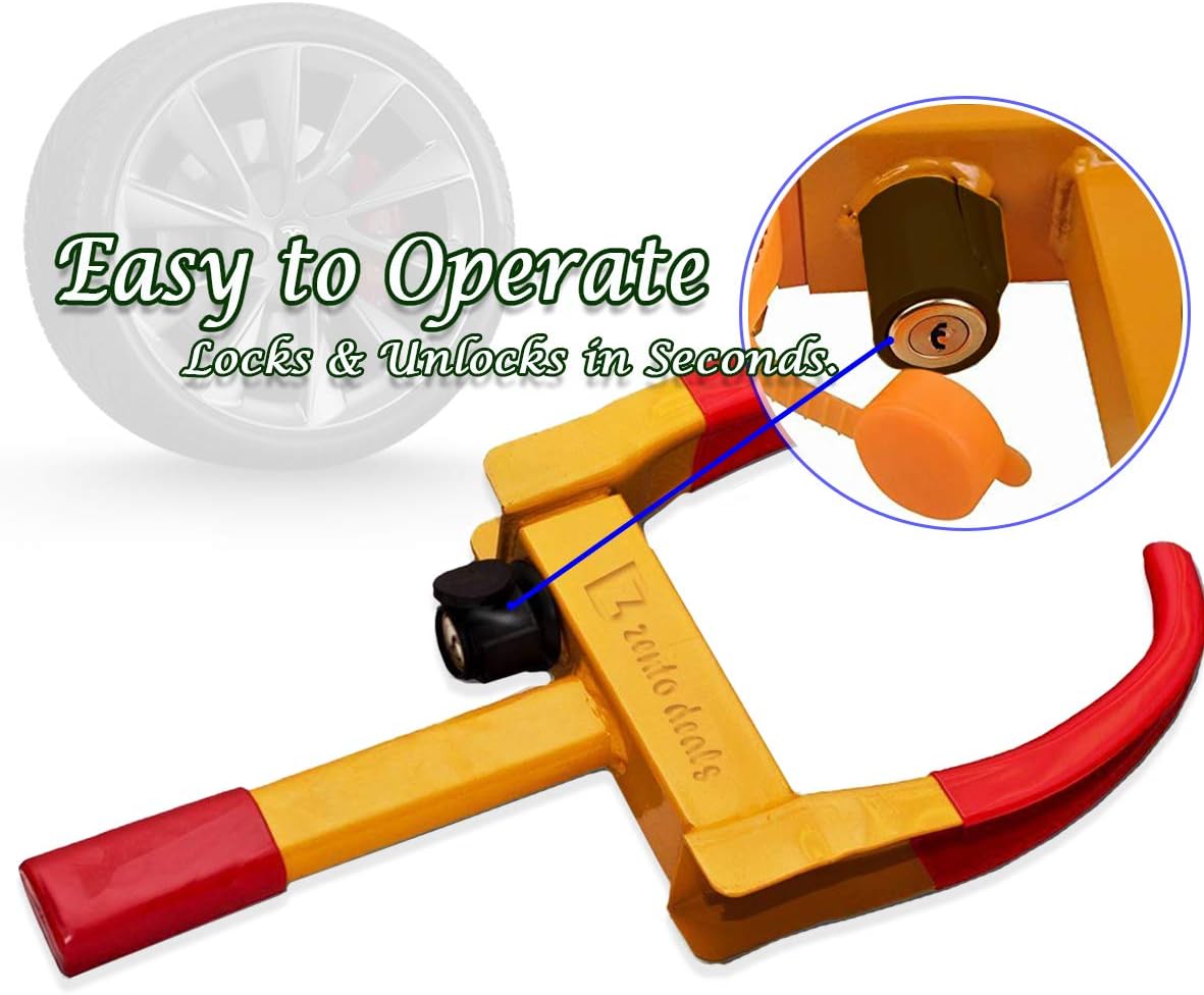 Zento Deals 2 Pack Security Tire Clamp Heavy Duty Anti- Theft Vehicle Wheel Lock: Automotive