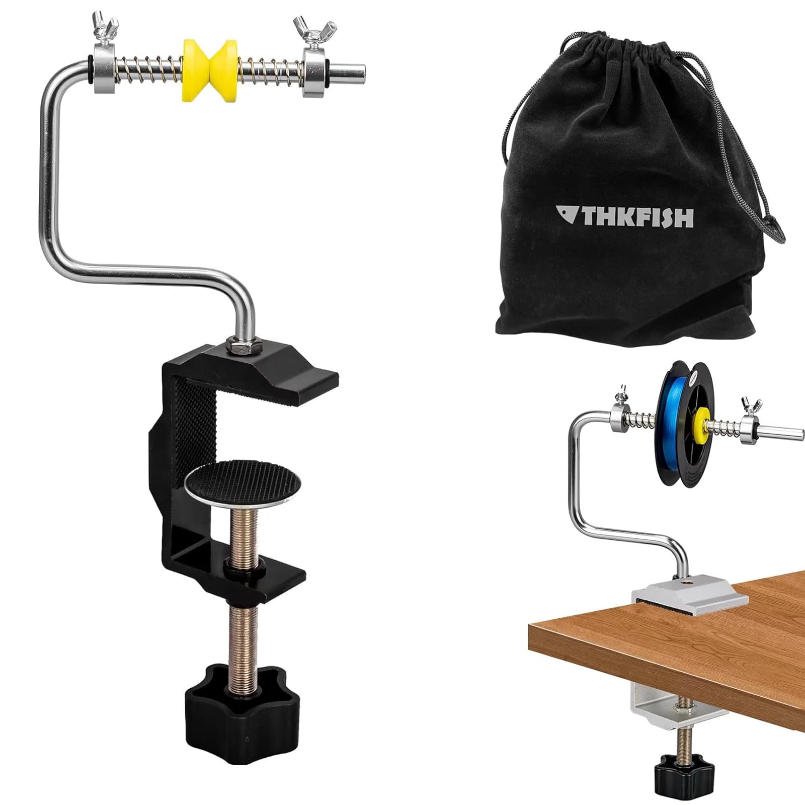 THKFISH Fishing Line Spooler Fishing Line Winder Spooler Fishing Accessories Adjustable Stable Portable Fishing Line Spooler With Clamp B-Short Style