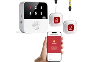 Fall Alert Devices for Elderly App-Controlled– WiFi Caregiver Pager with Fall Detection Devices & 1–6 Number Reminder Functio
