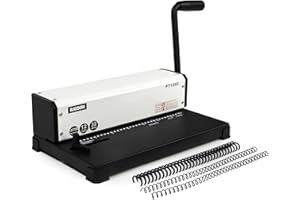 Rayson PT1202 Coil Binding Machine, 3:1 Pitch, 32 Hole Punch for Spiral & Click Binding Spines, Metal Spiral Binder Hole Punch, Punches 12 Sheets at a Time