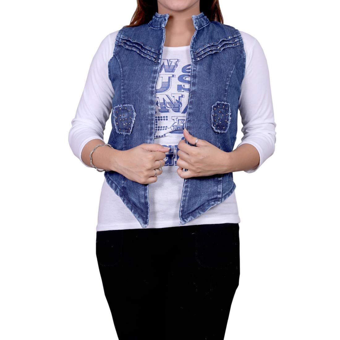 white jacket blue jeans