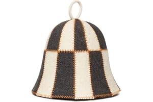 ASKOLD Wool Sauna Hat Checkered - Wool Banya Hat Sauna Cap for Men - Sauna Cap for Women to Protect Hair Grey and White