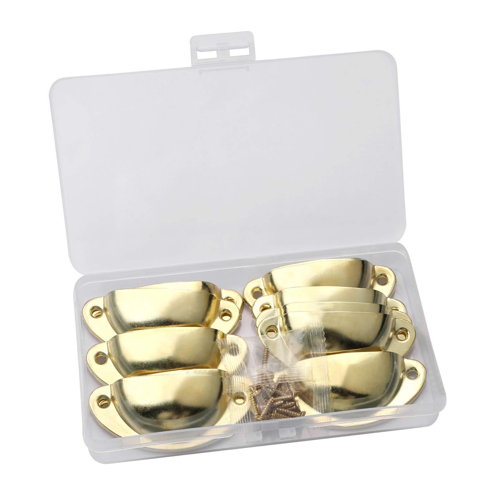 Juibao 12 Pieces Gold Shell Cup Pull Handles, Metal Half Moon Closet Knob for Kitchen Cabinet Furniture Door Drawer Knobs Cupboard, Gold