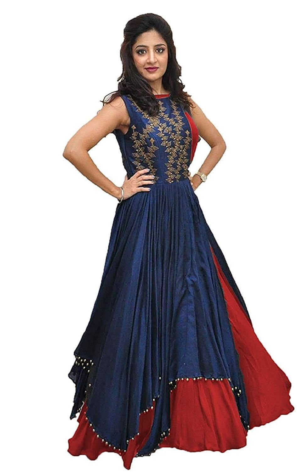 jay ambe textiles women's banglory silk semi stitched gown