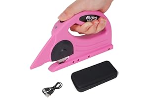 VLOXO Cordless Electric Scissors, 4V Electric Rotary Scissors for Fabric Cardboard Cutter with Safety Lock Rechargeable Rotary Cutter for Cardboard Packages Leather Canvas Paper Include Replace Blade