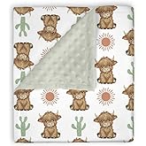 EyMzcod Mink Baby Girl Blanket Highland Cow Cactus Sun Cowgirl, Boho Western Animal Lover Soft Double Layer Dotted Backing Receiving Blankets, Yellow Newborn Infant Toddler Nursery Crib Bedding 30x40