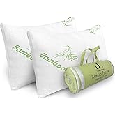 Memory Foam Bamboo Pillows King Size Set of 2 [Adjustable] for Sleeping - Cool & Breathable Cover with Zipper Rayon Derived from Bamboo Pilllowcase - Relieves Neck Pain - Back/Stomach/Side Sleeper