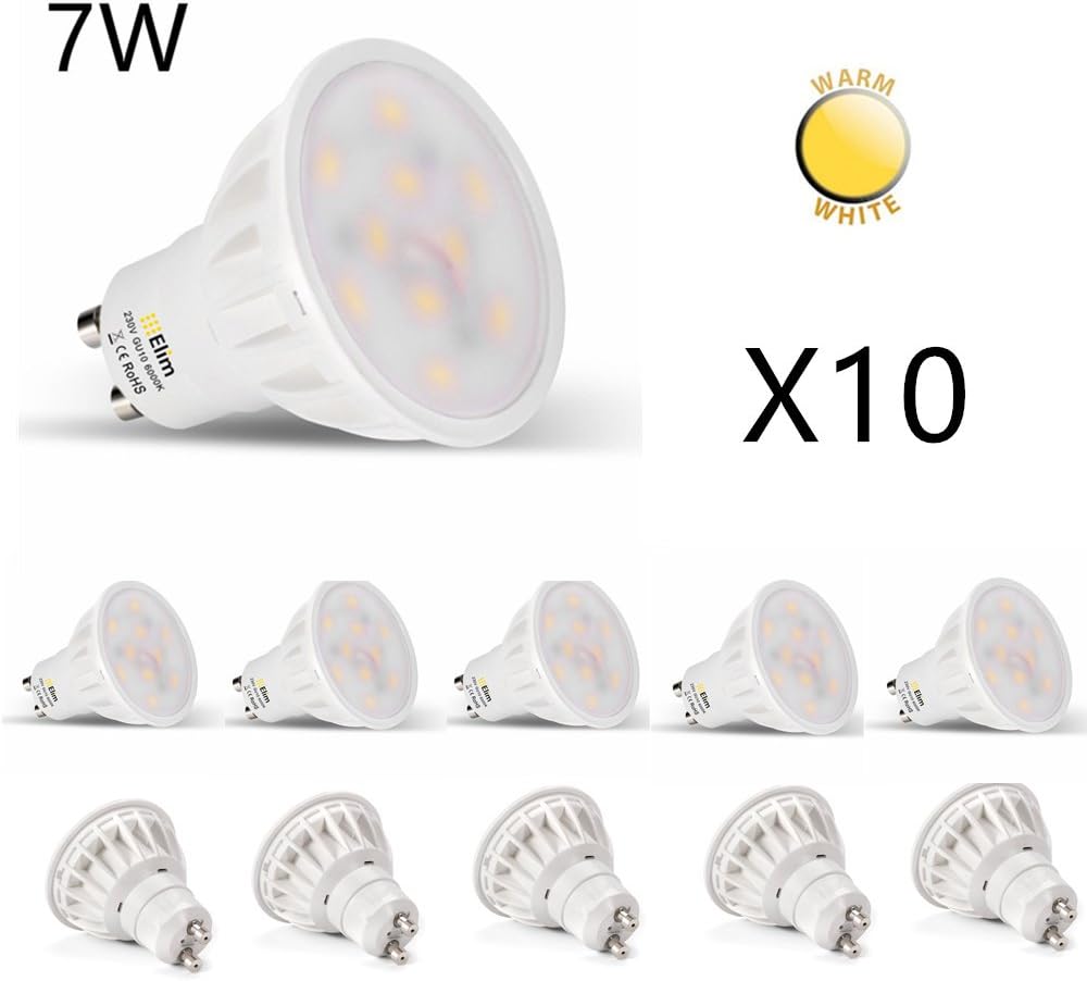 10 x GU10 LED 7 W LED Bulb, White CXE1LIDO 700 lm 3000 K LED Light CXE1LIDO, Halogenos Lamp Equivalent to 50 Watt, Led, 80, Iluminación LED Light Bulb 230 V GU10 Bulb Fittings Spot LED [Energy Class A+++]