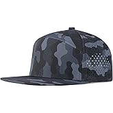 FEINION Men Flat Brim Adjustable Performance Hat Snapback Laser Perforated Baseball Cap