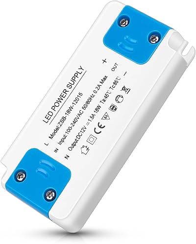 Caldarax LED Transformer 18W 12V DC Power Supply Driver 100-240V AC