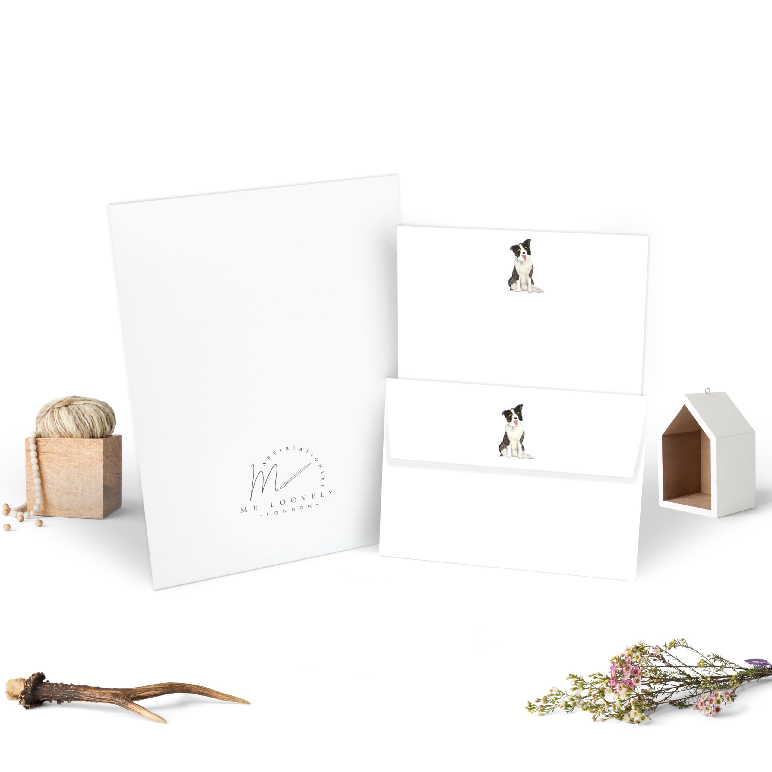 Me Loovely Border Collie Letter Writing Paper and Envelopes Set A5 Size Papers Stationery Supplies | Christmas Gifts (Pack of 10 Letters and Envelopes with Gift Envelope)