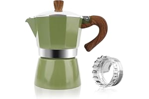 ShanSon Moka Pot Stovetop Espresso Maker 3 Cup 5 oz Italian Coffee Maker Manual Cuban Coffee Percolator Machine Italian Espresso Greca Coffee Maker for Cappuccino or Latte,Green