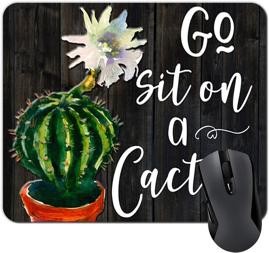 Go Sit On A Cactus Funny Quote Watercolor Floral Mouse Pad School Office Supplies Desk Accessories Decor Teacher Gifts