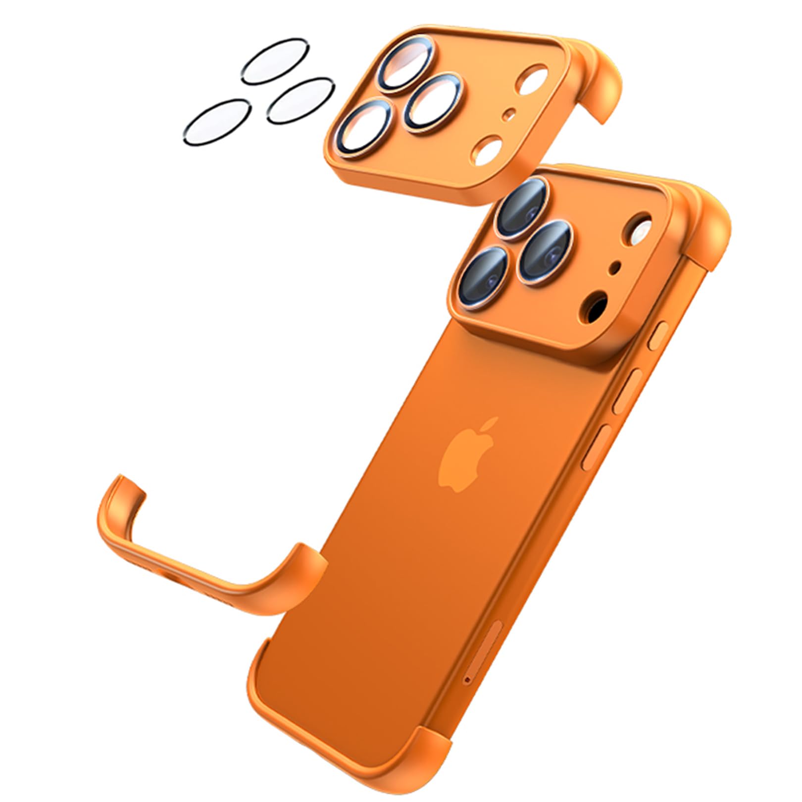 Photo 1 of for iPhone 17 Pro Max Bumper Case Compatible with MagSafe, Minimalist Frameless Corner Protection Pad with Camera Lens Protector, No Back Soft Silicone TPU Shockproof for iPhone17 Pro Max (Orange)