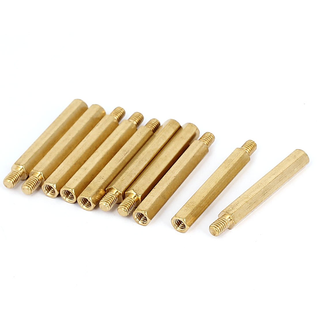 Sourcingmap M4x35mm+6mm Male to Female Thread Brass Hex Standoff Spacer 10Pcs