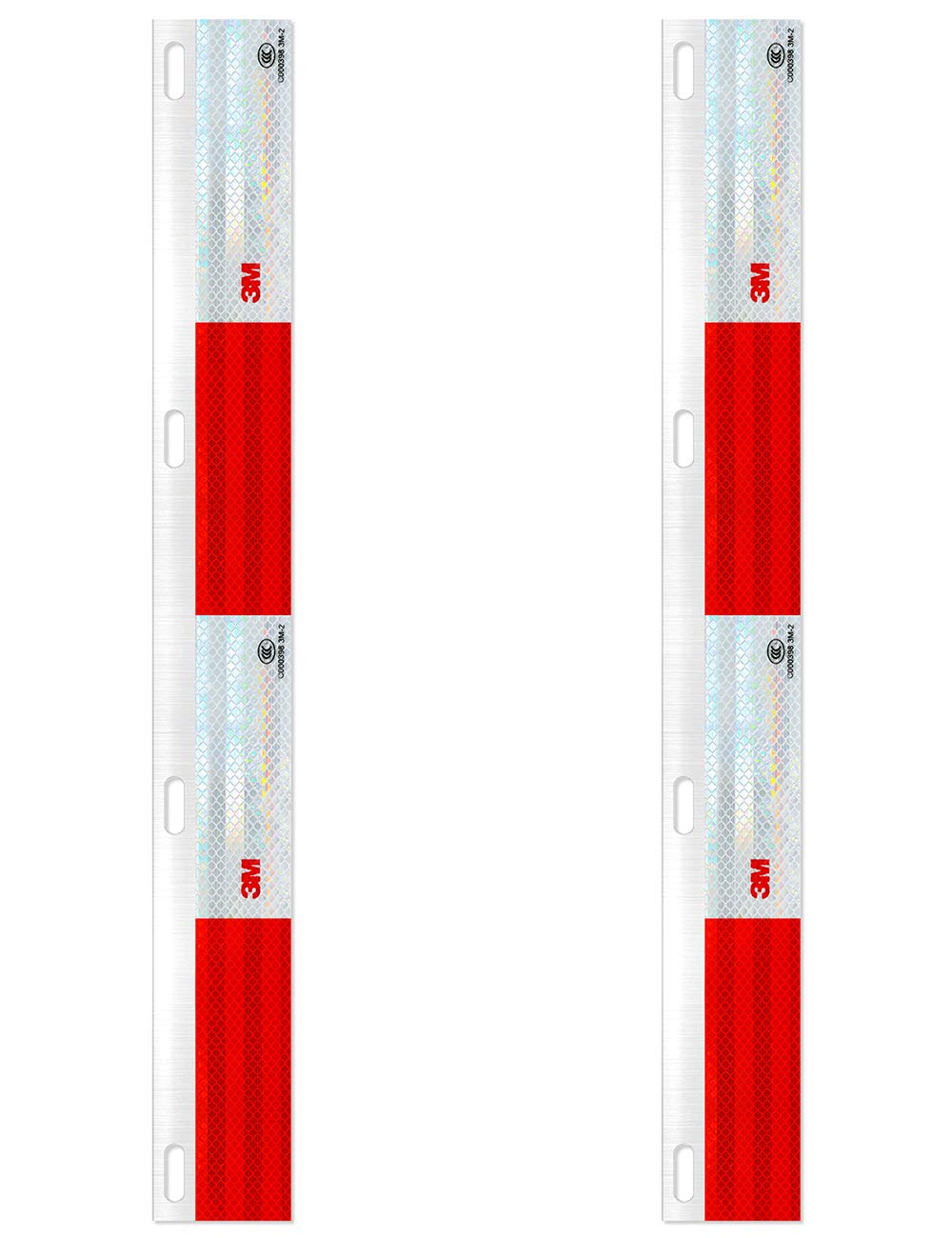 3M Reflective Tape for Truck Trailer Mudflap Hanger Waterproof Red White Safety Warning Conspicuity Reflectors - 1 Pair