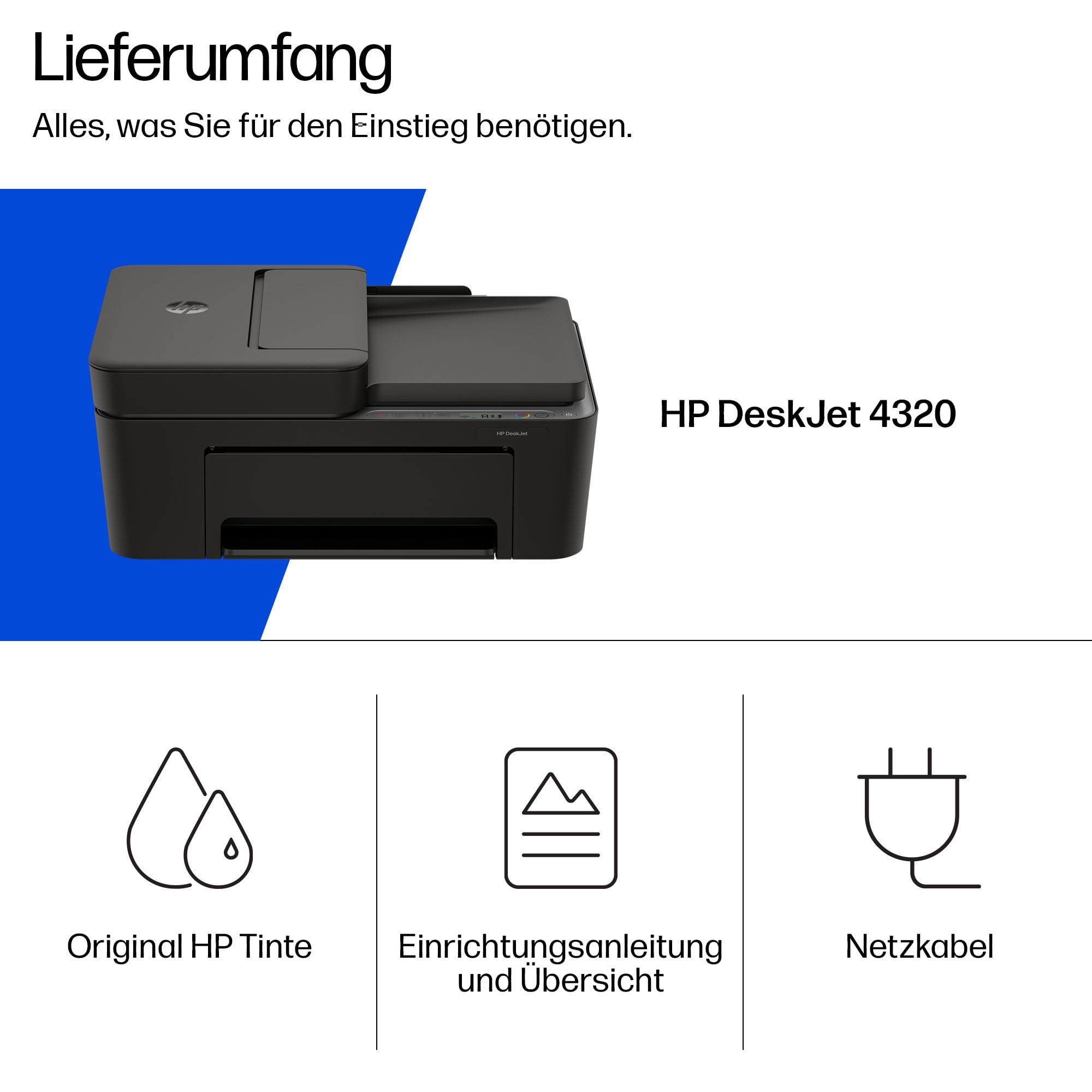 HP DeskJet 4320 Multifunktionsdrucker, 3 Monate gratis drucken Instant Ink inklusive, Drucker, Kopierer, Scanner, WLAN, Automatischer Vorlageneinzug, Tinte: 308/308e 7