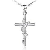 Distance Cross Necklace for Women 925 Sterling Silver Jewelry Pendant Necklace for Mom Wife Gift for Mother's Day or Birthday