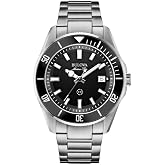 Bulova Men's Marine Star 'Series B' Stainless Steel 3-Hand Calendar Quartz Watch, Black Dial Style: 98B203
