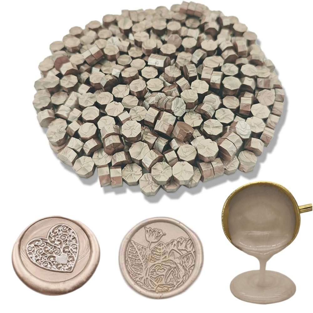 Ioggser 560 PCS Octagon Wax Beads for Wax Seal Stamp, Sealing Beads for Wedding and Party Invitations (Champagne Gold)