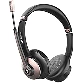 Earbay Wireless Headset, Bluetooth Headsets with Microphone Noise Cancelling, On Ear Headphones with Mic Mute, Handsfree PC Headsets for Zoom/Ms Teams/Skype/Dual Connect/Laptop/iPhone/Tablet
