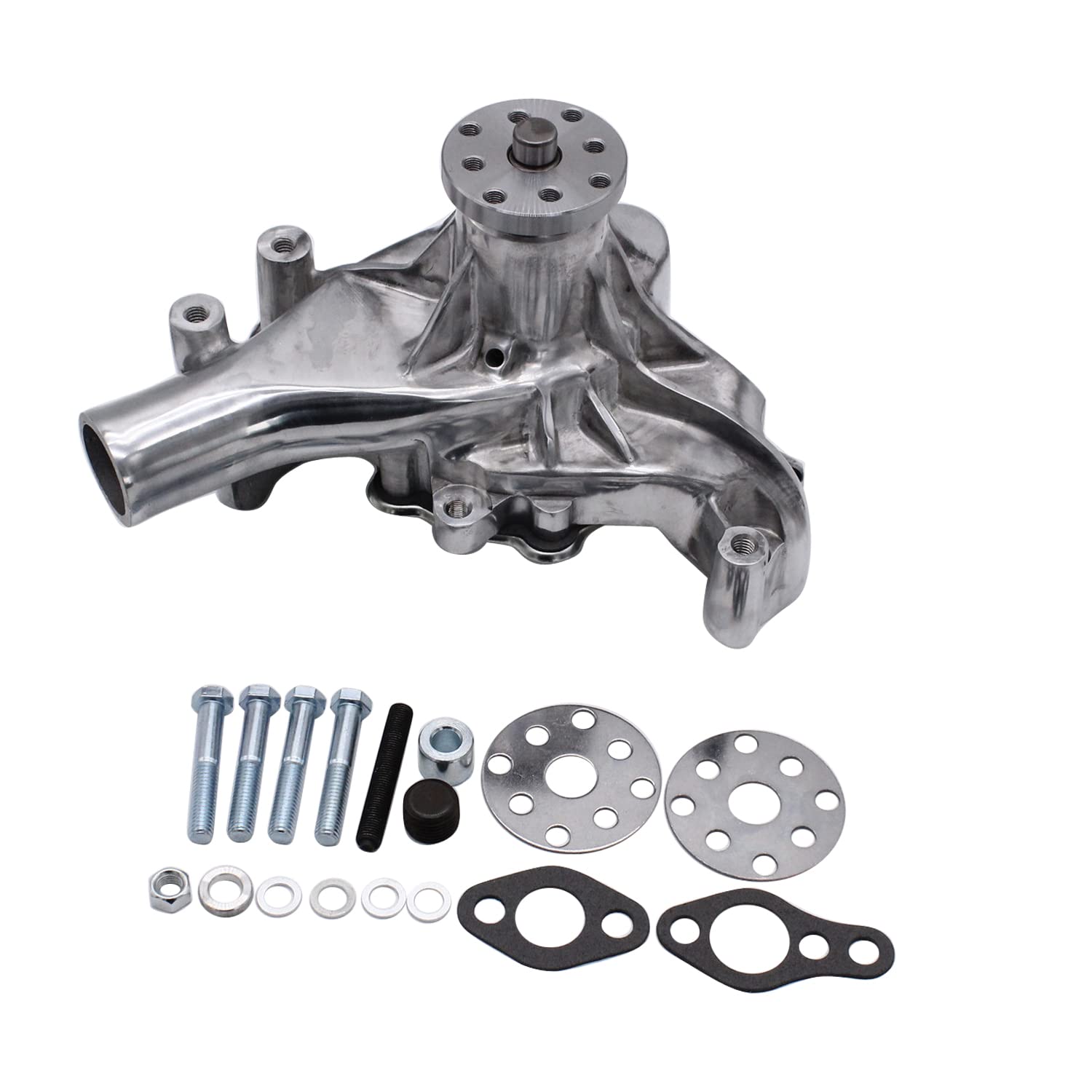 Photo 1 of 1 SET SHLPDFM Polished High Volume Aluminum Long Water Pump Fits for Small Block Chevy SBC 283 327 350 383 400 V8