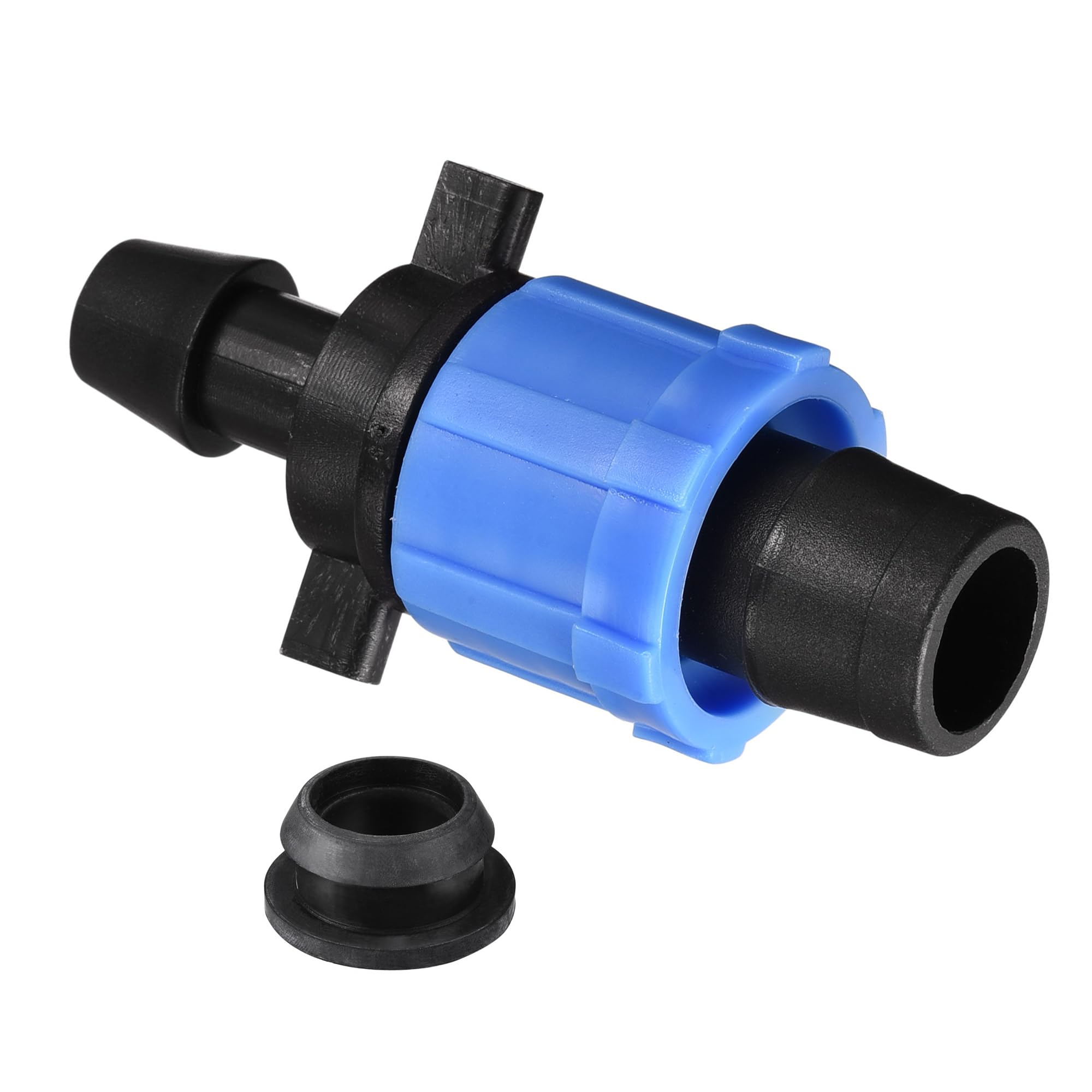 YOKIVE 20 Pcs Drip Irrigation Tube Coupling Barbed Locking Fitting with Washer | Drip Tapes Tubes Great for Garden Sprinkler (Blue, 16mm)