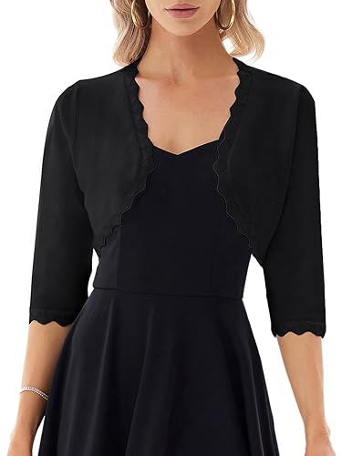 GRACE KARIN Women Scalloped Cropped Bolero Shrug Stretchy Jacket for Dress Cami Black L in Kenya | Whizz Clothing GRACE KARIN Women Scalloped Cropped Bolero Shrug Stretchy Jacket for Dress Cami Black L in Kenya | Whizz Clothing