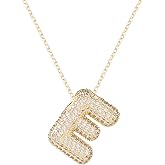 Necklace for Women, Gold Alphabet Necklace Crystal Personalized Diamond Letter Necklace Initial Pendant Fashion Zircon Jewelry Gift for Women(E)