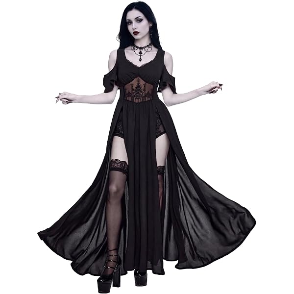 e lady dress Velvet Gothic Mermaid Maxi Dress