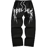 SHENHE Men's Graphic Drawstring Waist Wide Leg Baggy Sweatpants Streetwear Goth Jogger Pants