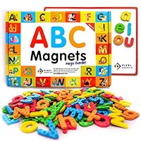 Pixel Premium ABC Magnets for Kids Gift Set - 142 Magnetic Letters for Fridge, Dry Erase Magnetic Board and FREE e-Book with 40+ Learning & Spelling Games - Best Alphabet Magnets for Refrigerator Fun!